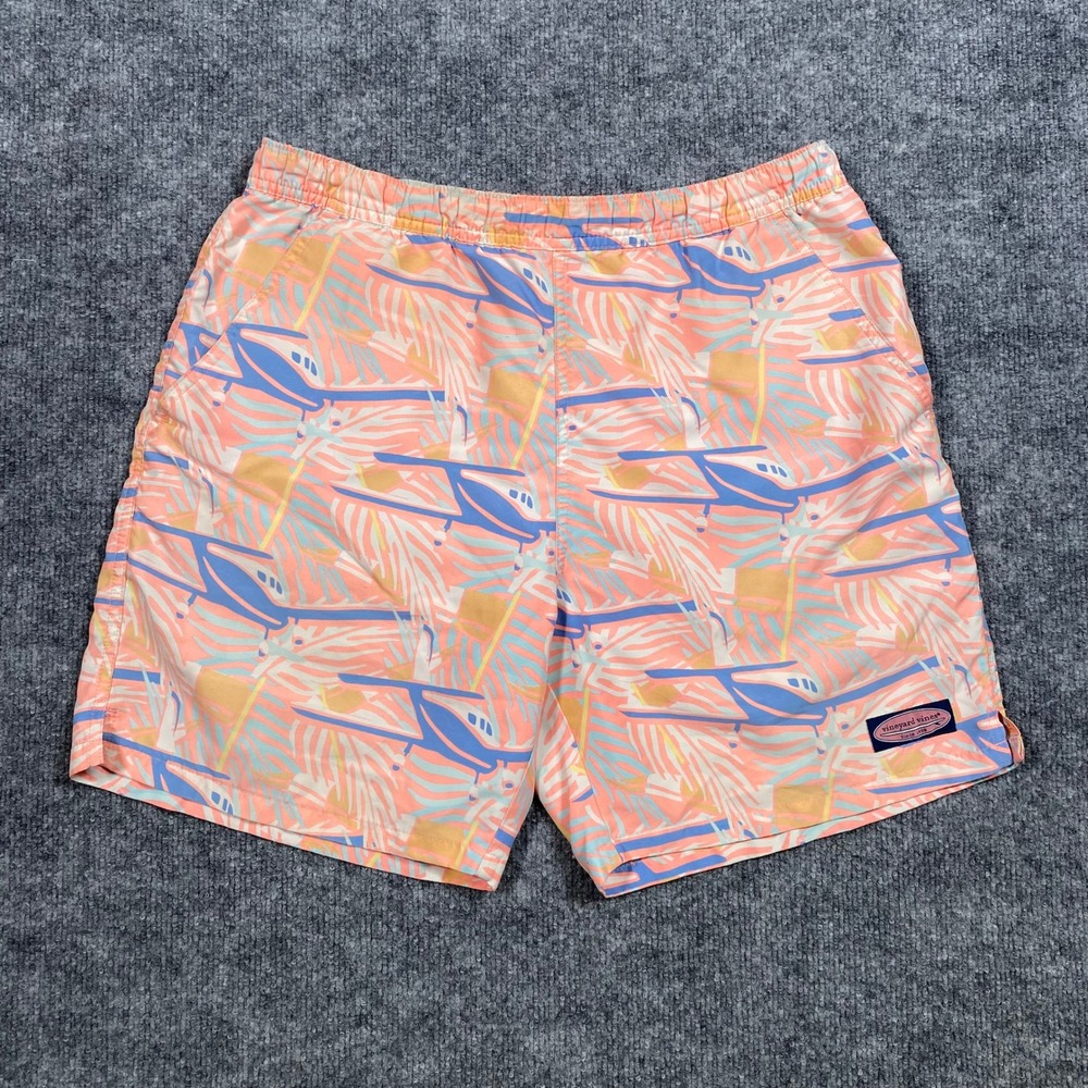 Vineyard Vines Men's Shorts‎ Size S Palm Tree Helicopter Print Elastic Waist